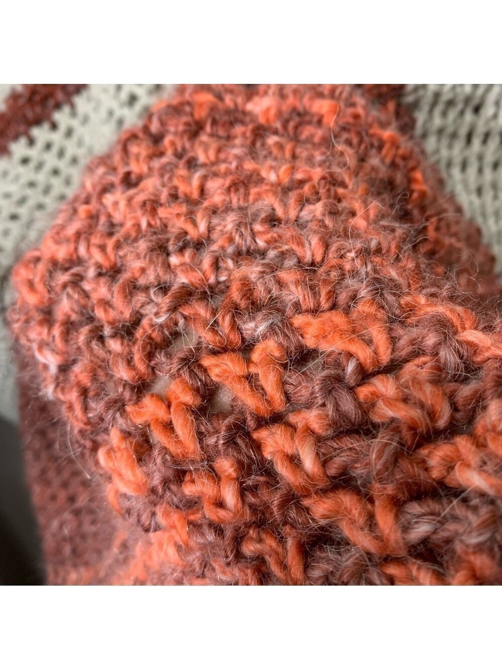 Handmade Chunky Heavy Knit Cardigan Sweater Beige Rust Brown Boho Slouchy O/S - Picture 8 of 9